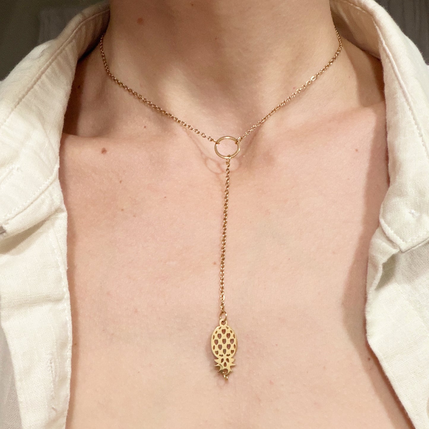 Upside Down Pineapple Necklace - Choker Lariat / Swinger Hotwife Jewelry