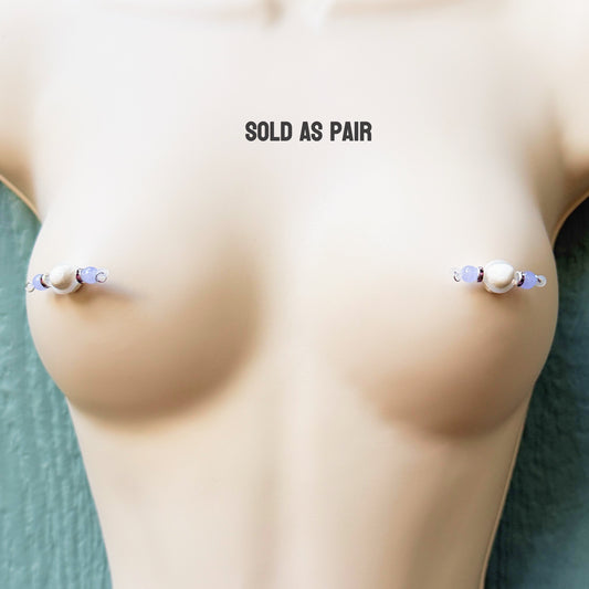 Fake Nipple Rings in 7 Colors with Rondelles - Barbell Faux Nipple Piercing / Non Piercing Nipple Jewelry