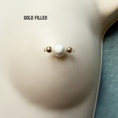 14k Gold Filled Barbell Fake Nipple Piercing - Luxury Barbell Nipple Rings
