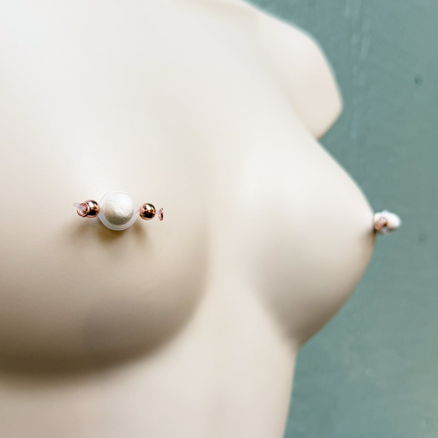 Rose Gold Faux Nipple Piercing - Barbell Nipple Rings / Non Piercing Nipple Jewelry