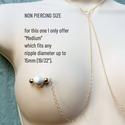 Gold Filled or Sterling Silver Necklace to Nipple Ring / Faux Nipple Piercing with Body Chain