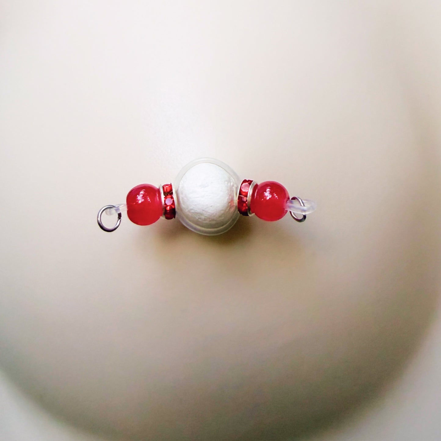 Fake Nipple Rings in 7 Colors with Rondelles - Barbell Faux Nipple Piercing / Non Piercing Nipple Jewelry