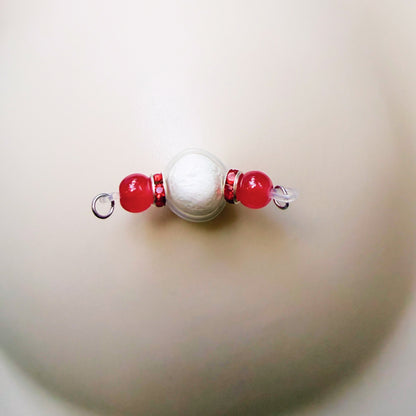 Fake Nipple Rings in 7 Colors with Rondelles - Barbell Faux Nipple Piercing / Non Piercing Nipple Jewelry
