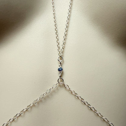 Sterling Silver or Gold Filled Body Chain with Blue Spinel / Bikini Chain