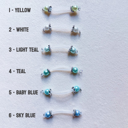 Pastell and Silver Fake Nipple Rings - Barbell Faux Nipple Piercing / Non Piercing Nipple Jewelry