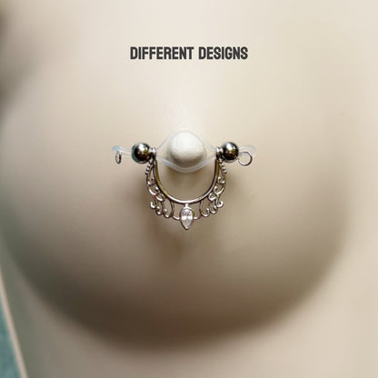 Non Piercing Nipple Shield / Fake Nipple Piercing, Nipple Rings