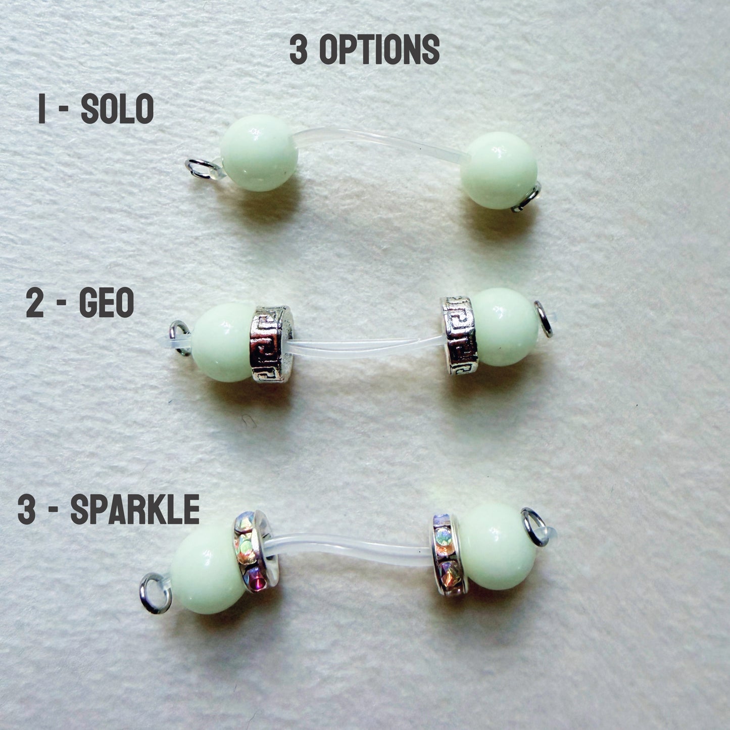 Glow in the Dark Fake Nipple Rings - Barbell Faux Nipple Piercing / Non Piercing Nipple Jewelry