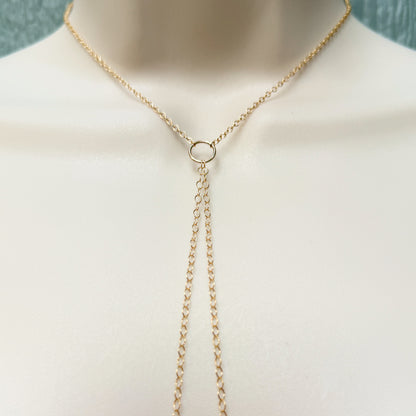Gold Filled or Sterling Silver Necklace to Nipple Ring / Faux Nipple Piercing with Body Chain