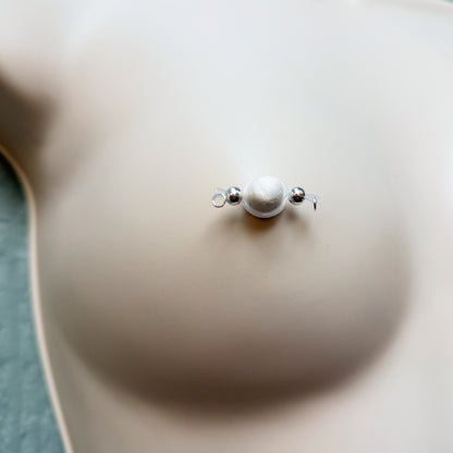 100% Sterling Silver Barbell Fake Nipple Piercing - Luxury Barbell Nipple Rings