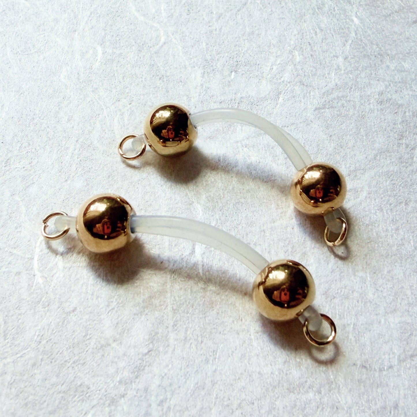 Large Gold Barbell Nipple Jewelry - Fake Nipple Piercing / Nipple Jewelry Non Piercing
