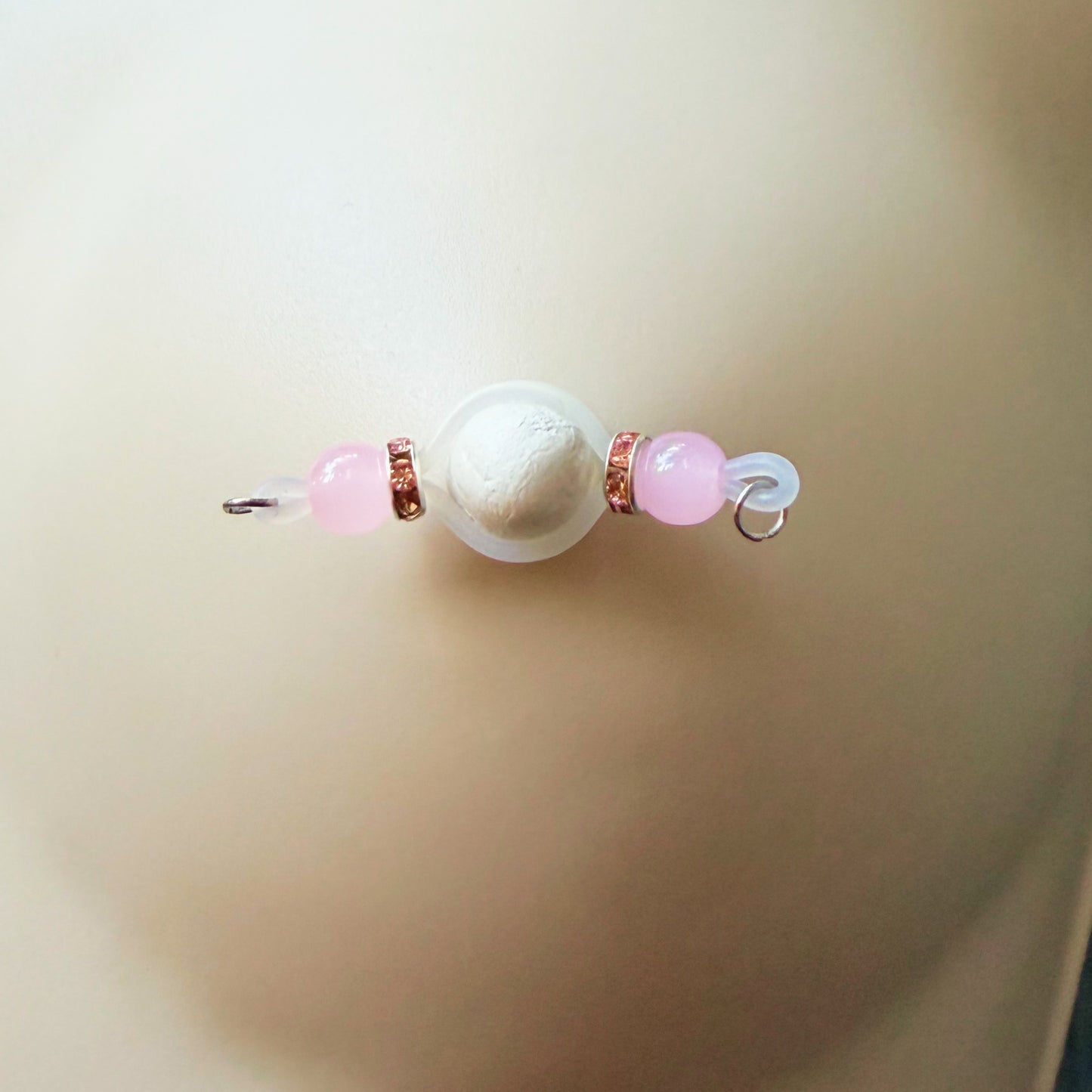 Fake Nipple Rings in 7 Colors with Rondelles - Barbell Faux Nipple Piercing / Non Piercing Nipple Jewelry