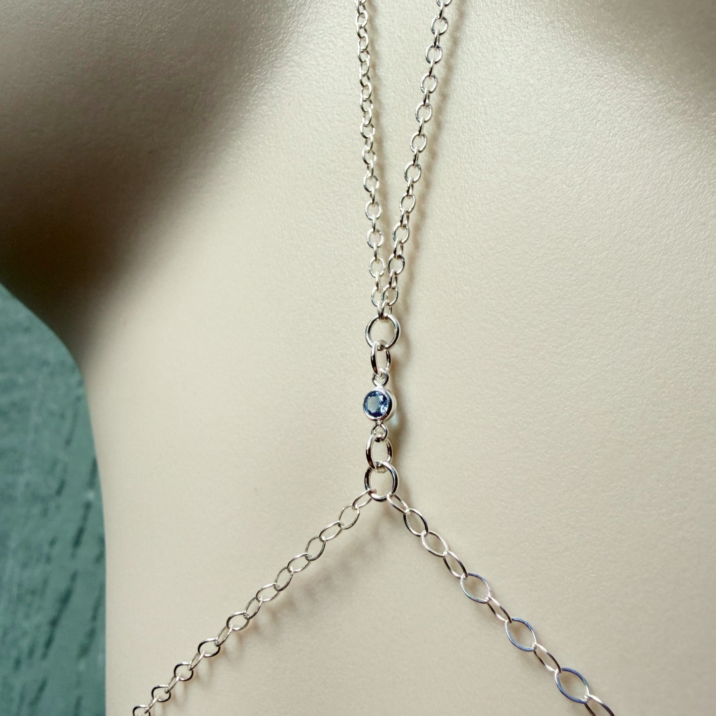 Sterling Silver or Gold Filled Body Chain with Blue Spinel / Bikini Chain