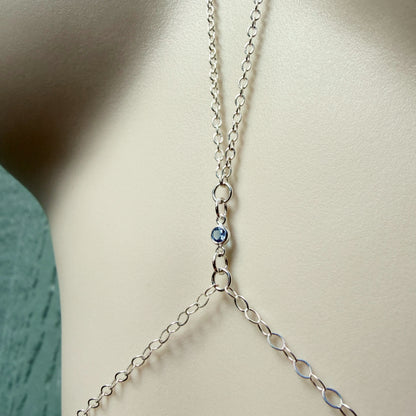 Sterling Silver or Gold Filled Body Chain with Blue Spinel / Bikini Chain