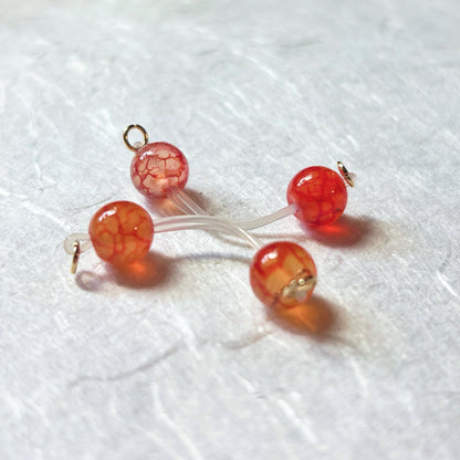 Orange Agate Barbell Fake Nipple Rings / Faux Nipple Piercing