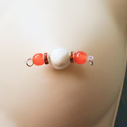 Fake Nipple Rings in 7 Colors with Rondelles - Barbell Faux Nipple Piercing / Non Piercing Nipple Jewelry
