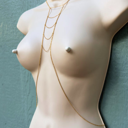 Boho Body Chain with Unique Ladder Design / Unisex Chain Bra Onesize