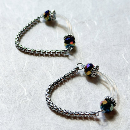 Sparkly Nipple Jewelry with Snake Chain - Fake Nipple Piercing / Nipple Rings