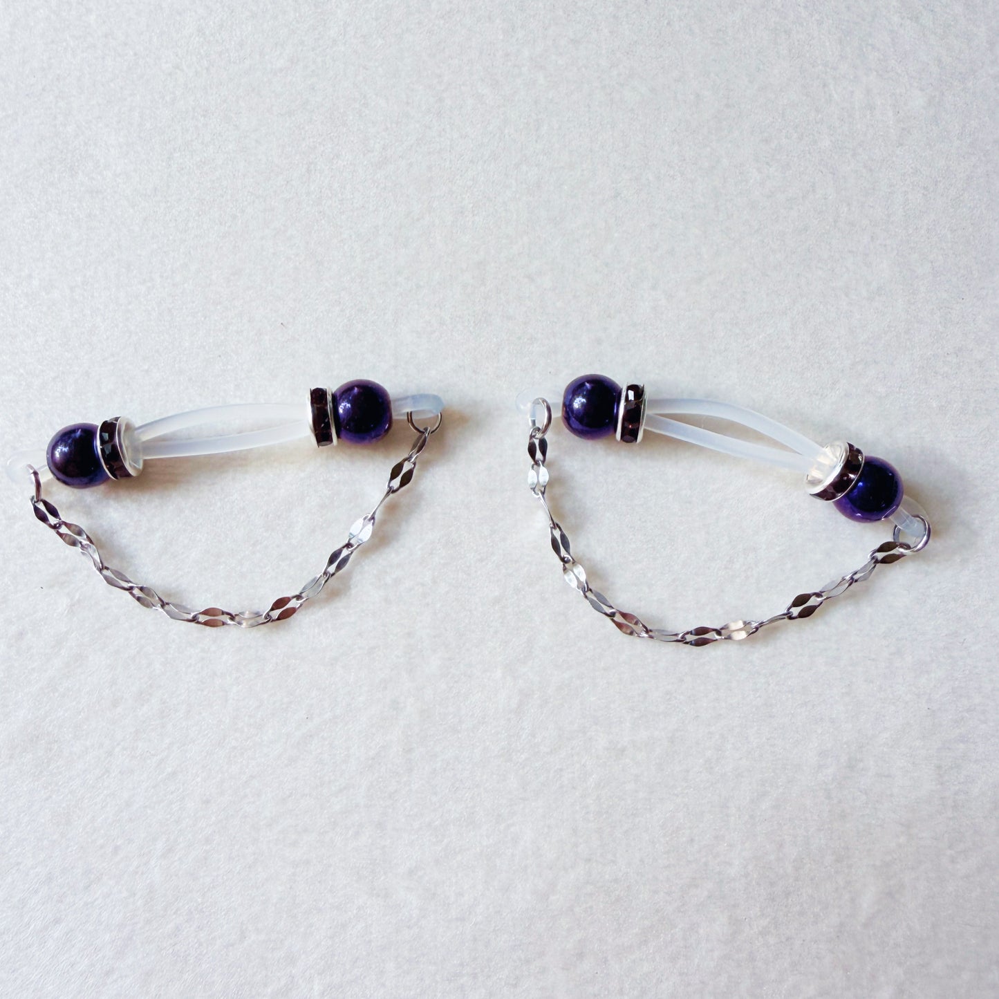 Faux Nipple Piercings with Peacock Hematite Barbells - Fake Nipple Rings / Non Piercing Nipple Jewelry