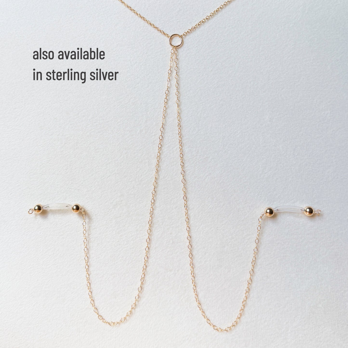 Gold Filled or Sterling Silver Necklace to Nipple Ring / Faux Nipple Piercing with Body Chain