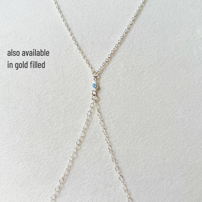 Sterling Silver or Gold Filled Body Chain with Blue Spinel / Bikini Chain