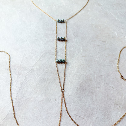 Dainty Body Chain with Blue Freshwater Pearls / Chain Bra