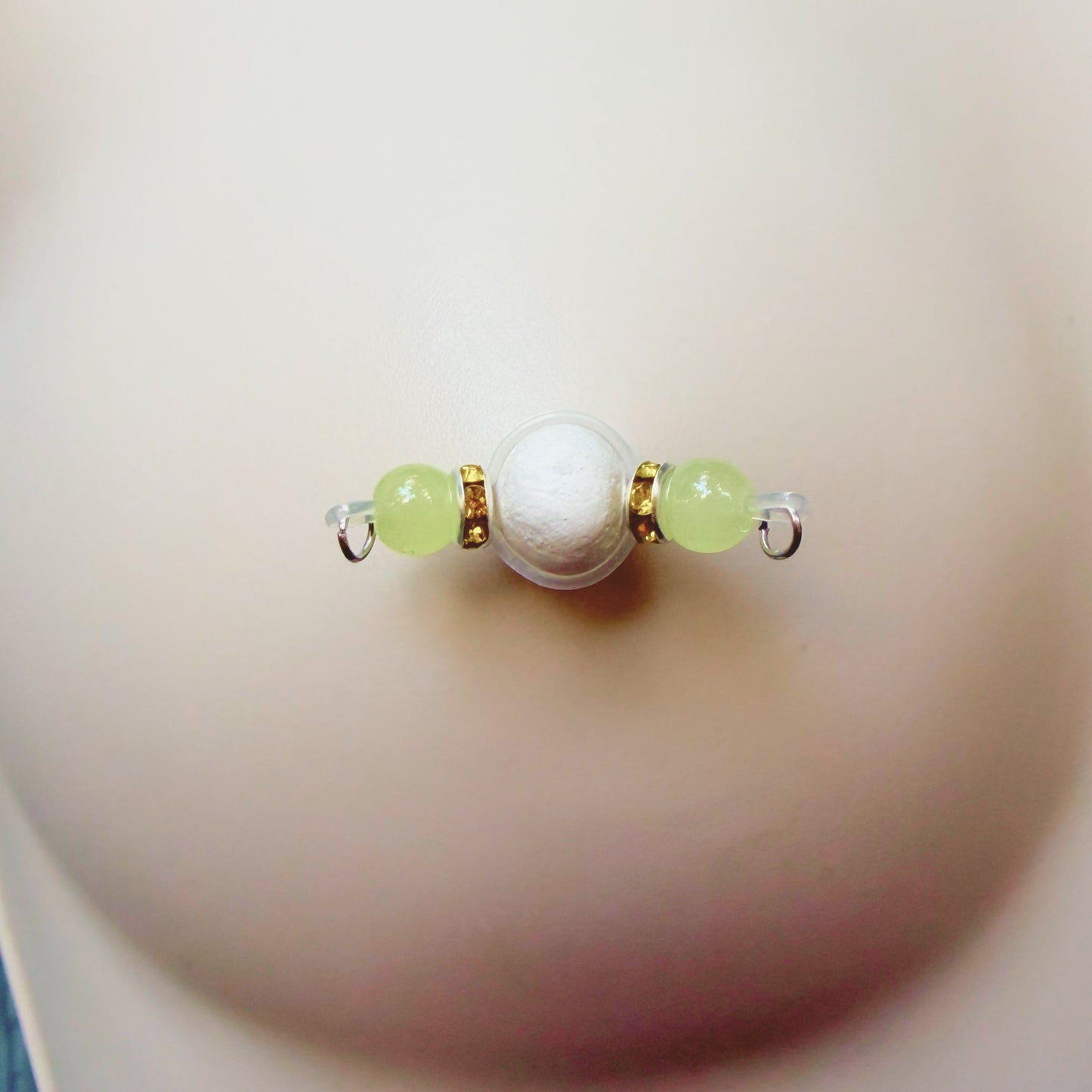 Fake Nipple Rings in 7 Colors with Rondelles - Barbell Faux Nipple Piercing / Non Piercing Nipple Jewelry