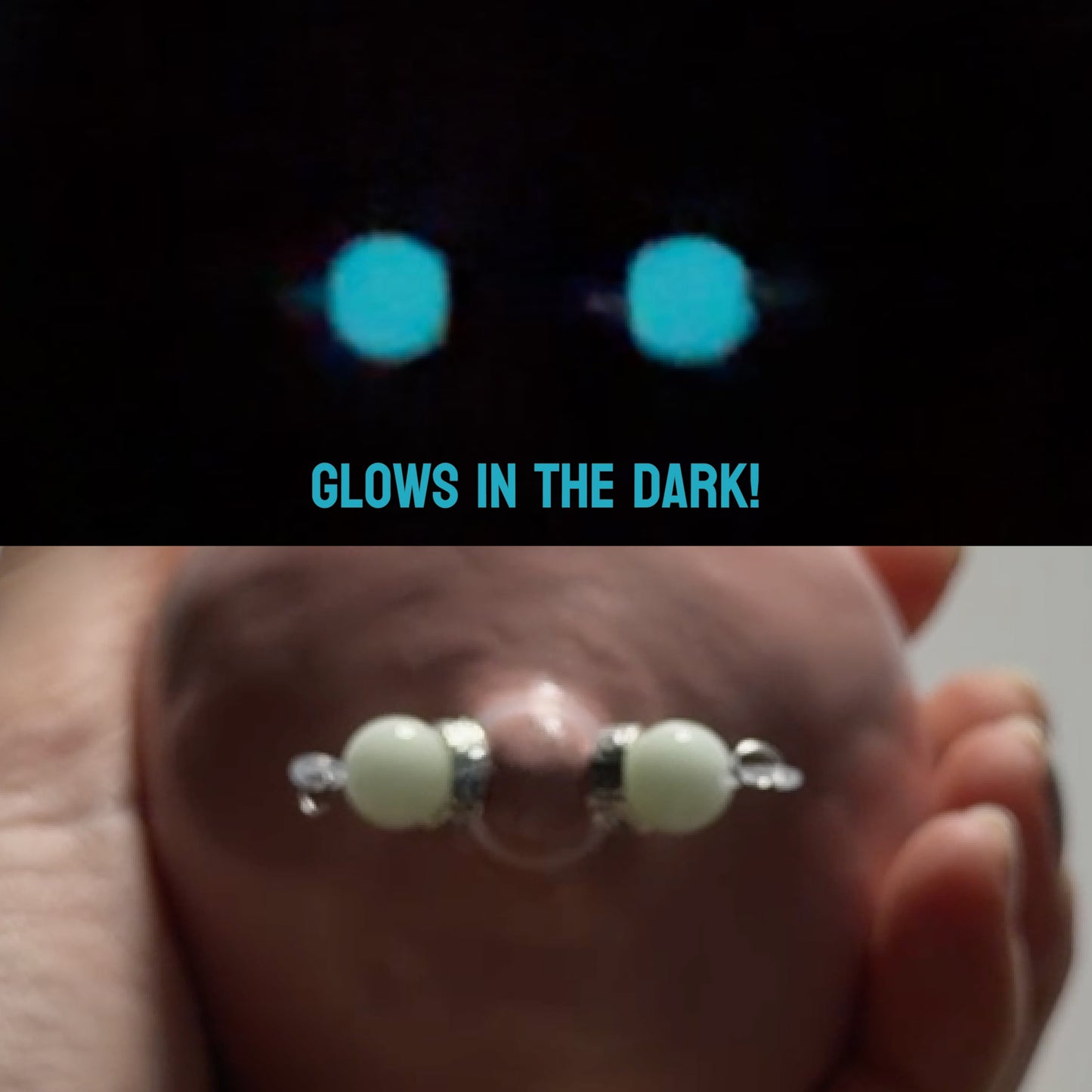 Glow in the Dark Fake Nipple Rings - Barbell Faux Nipple Piercing / Non Piercing Nipple Jewelry
