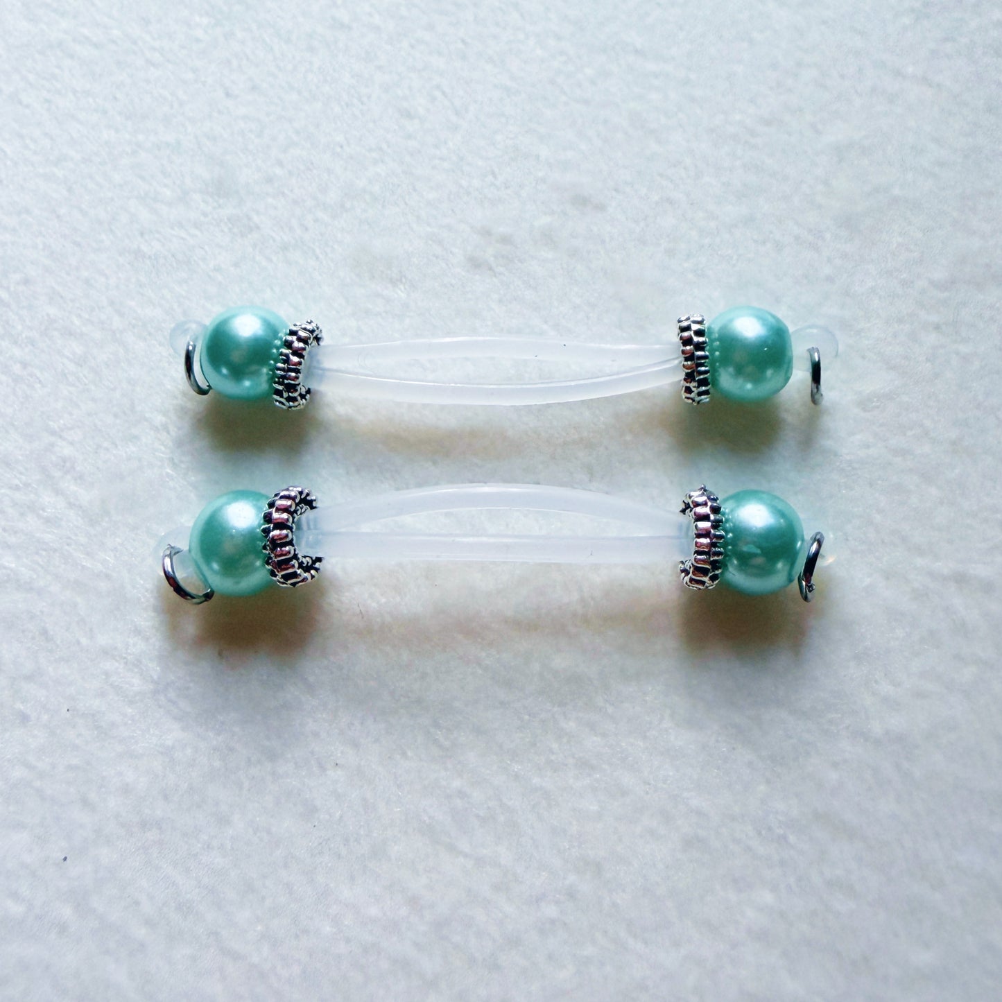 Pastell and Silver Fake Nipple Rings - Barbell Faux Nipple Piercing / Non Piercing Nipple Jewelry