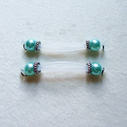 Pastell and Silver Fake Nipple Rings - Barbell Faux Nipple Piercing / Non Piercing Nipple Jewelry