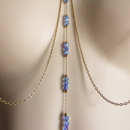Sparkly Choker Breast Harness - Faux Nipple Piercing to Body Chain Jewelry