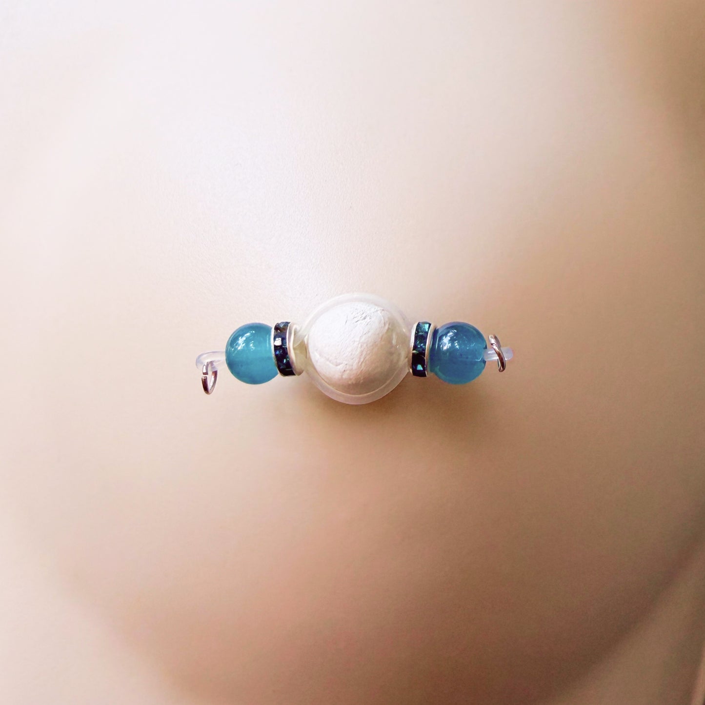 Fake Nipple Rings in 7 Colors with Rondelles - Barbell Faux Nipple Piercing / Non Piercing Nipple Jewelry