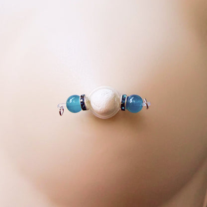 Fake Nipple Rings in 7 Colors with Rondelles - Barbell Faux Nipple Piercing / Non Piercing Nipple Jewelry