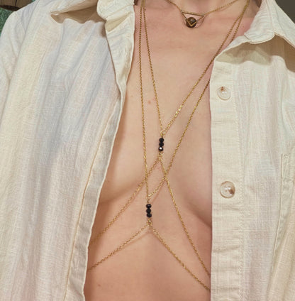 Cross Body Layered Chain Bra / Boho Body Chain Jewelry - Waterproof Bra Chain