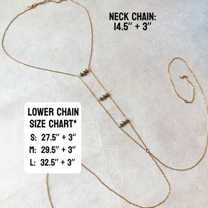 Dainty Body Chain with Blue Freshwater Pearls / Chain Bra