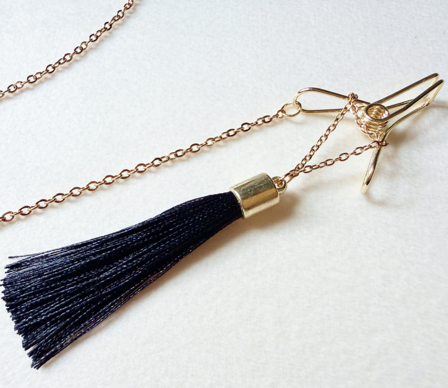 Dainty Nipple Clamps with Tassels - BDSM Body Chain Jewelry / Bra Chain Harness