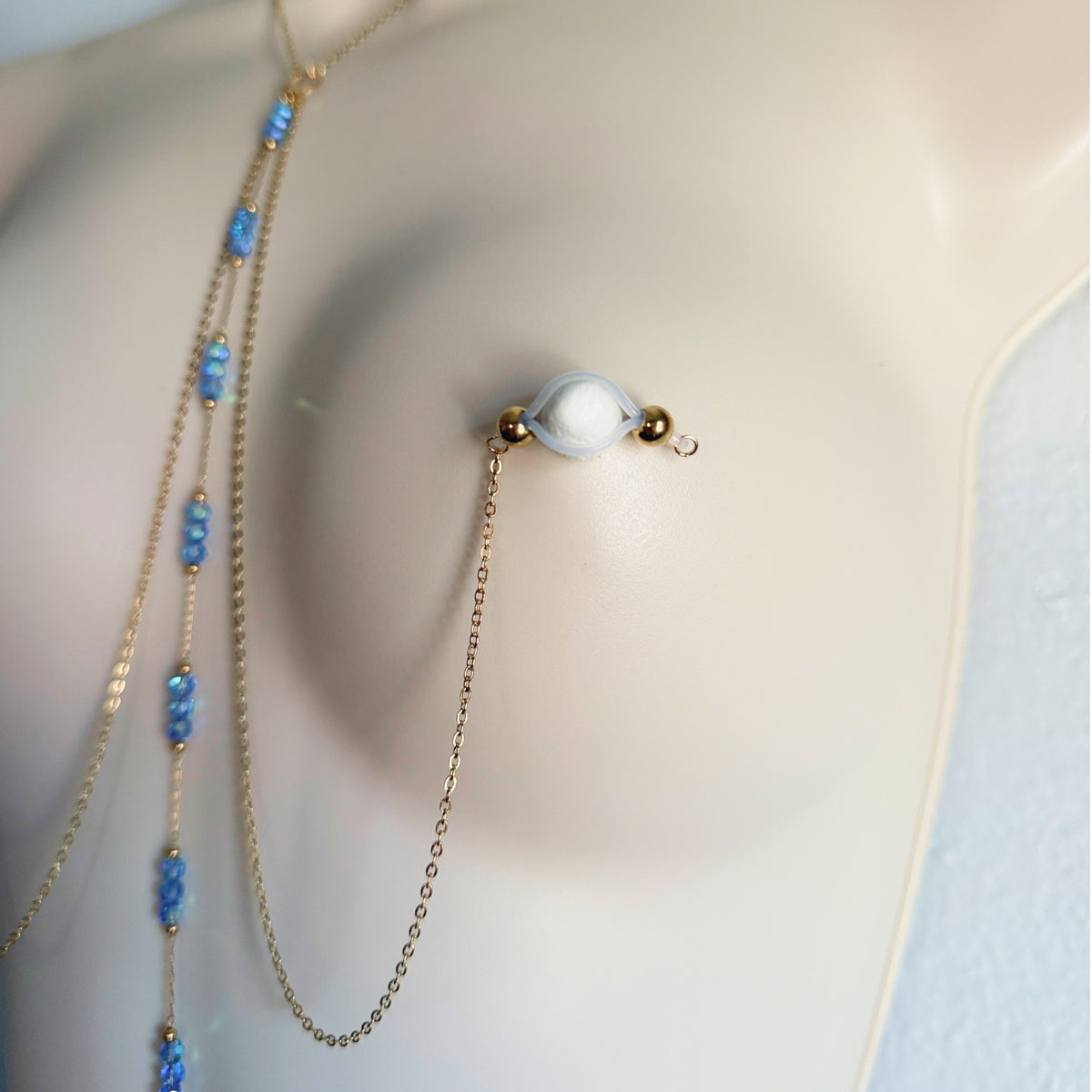 Sparkly Choker Breast Harness - Faux Nipple Piercing to Body Chain Jewelry