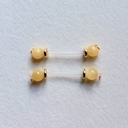 Real Gemstone Faux Nipple Piercings - Barbell Fake Nipple Rings / Non Piercing Nipple Jewelry