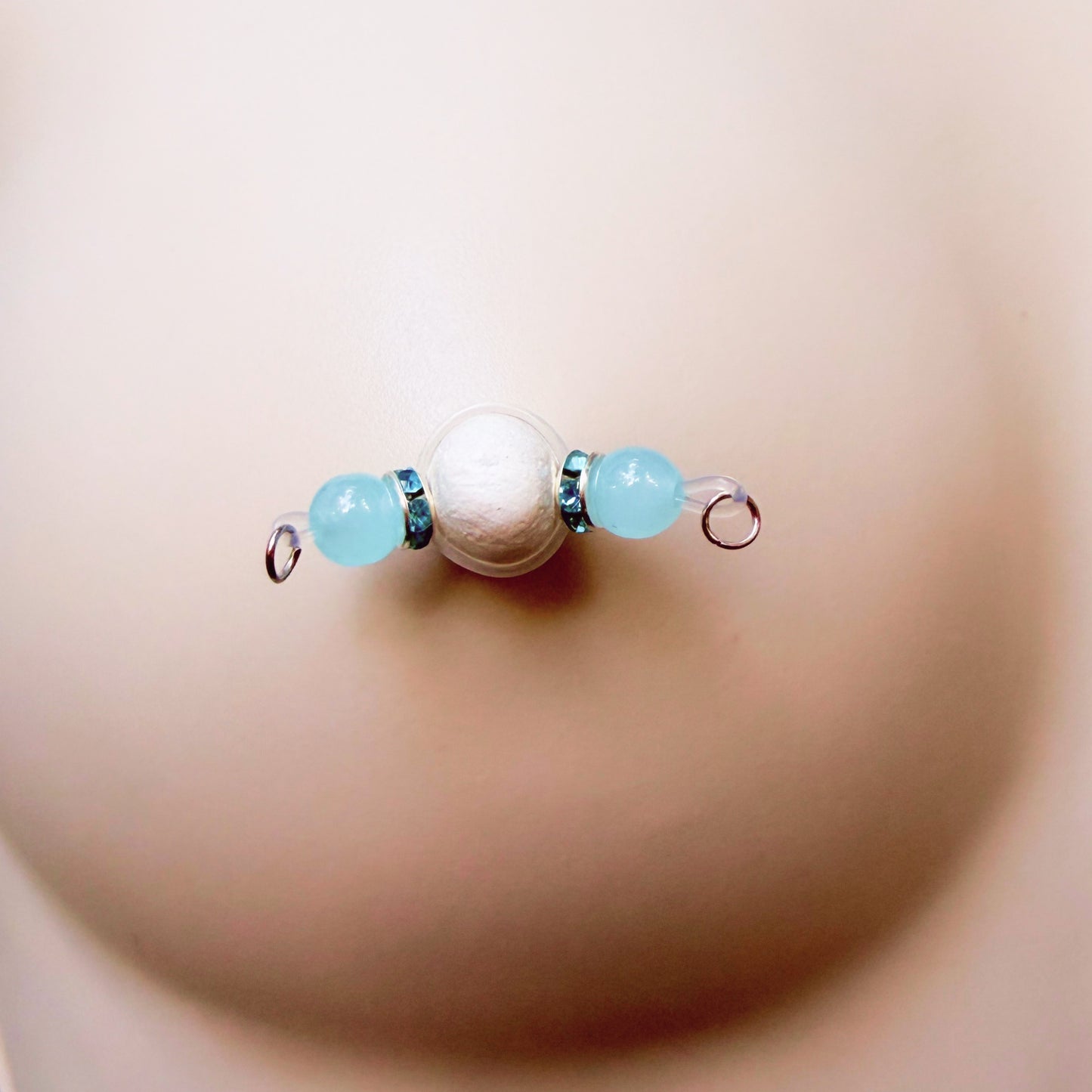 Fake Nipple Rings in 7 Colors with Rondelles - Barbell Faux Nipple Piercing / Non Piercing Nipple Jewelry