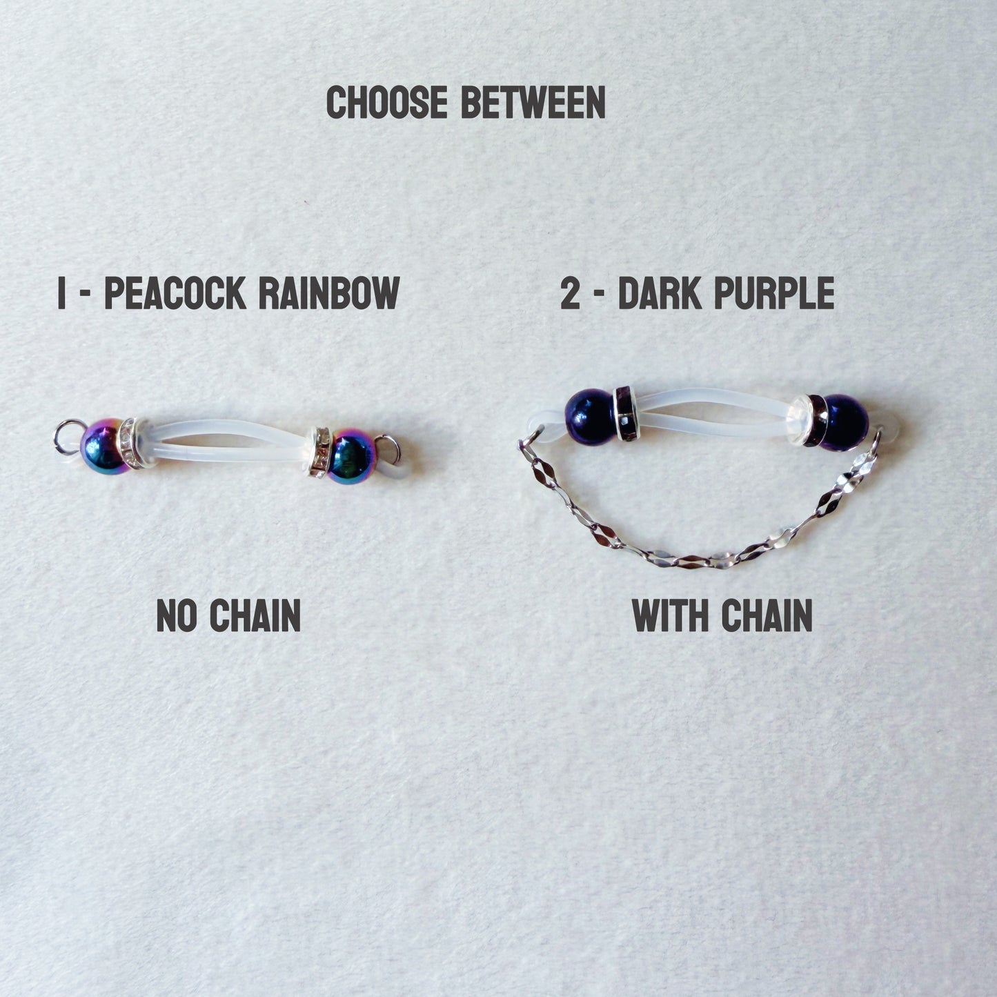 Faux Nipple Piercings with Peacock Hematite Barbells - Fake Nipple Rings / Non Piercing Nipple Jewelry