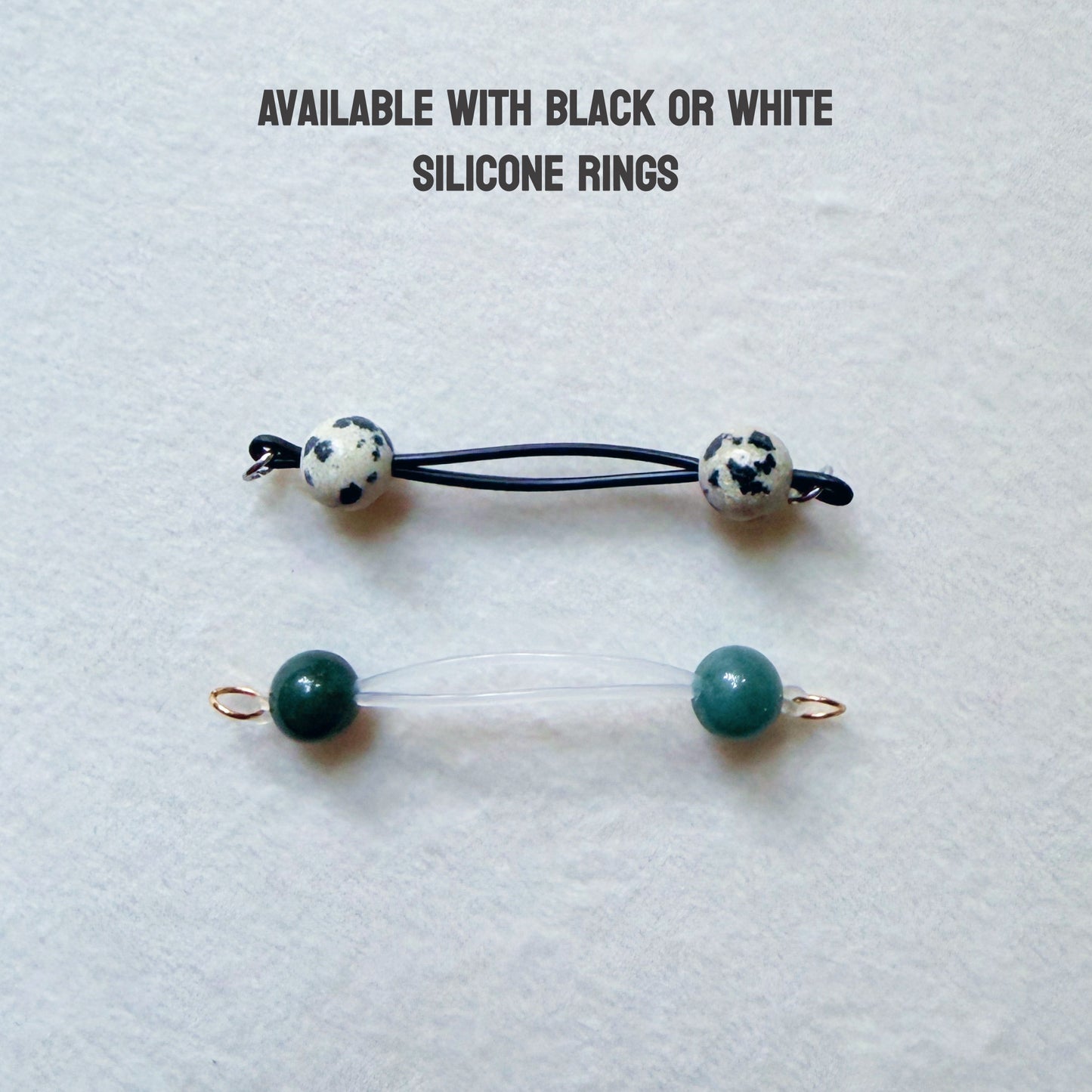 Real Gemstone Faux Nipple Piercings - Barbell Fake Nipple Rings / Non Piercing Nipple Jewelry