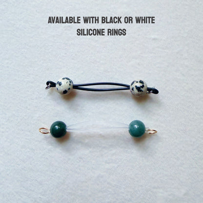 Real Gemstone Faux Nipple Piercings - Barbell Fake Nipple Rings / Non Piercing Nipple Jewelry