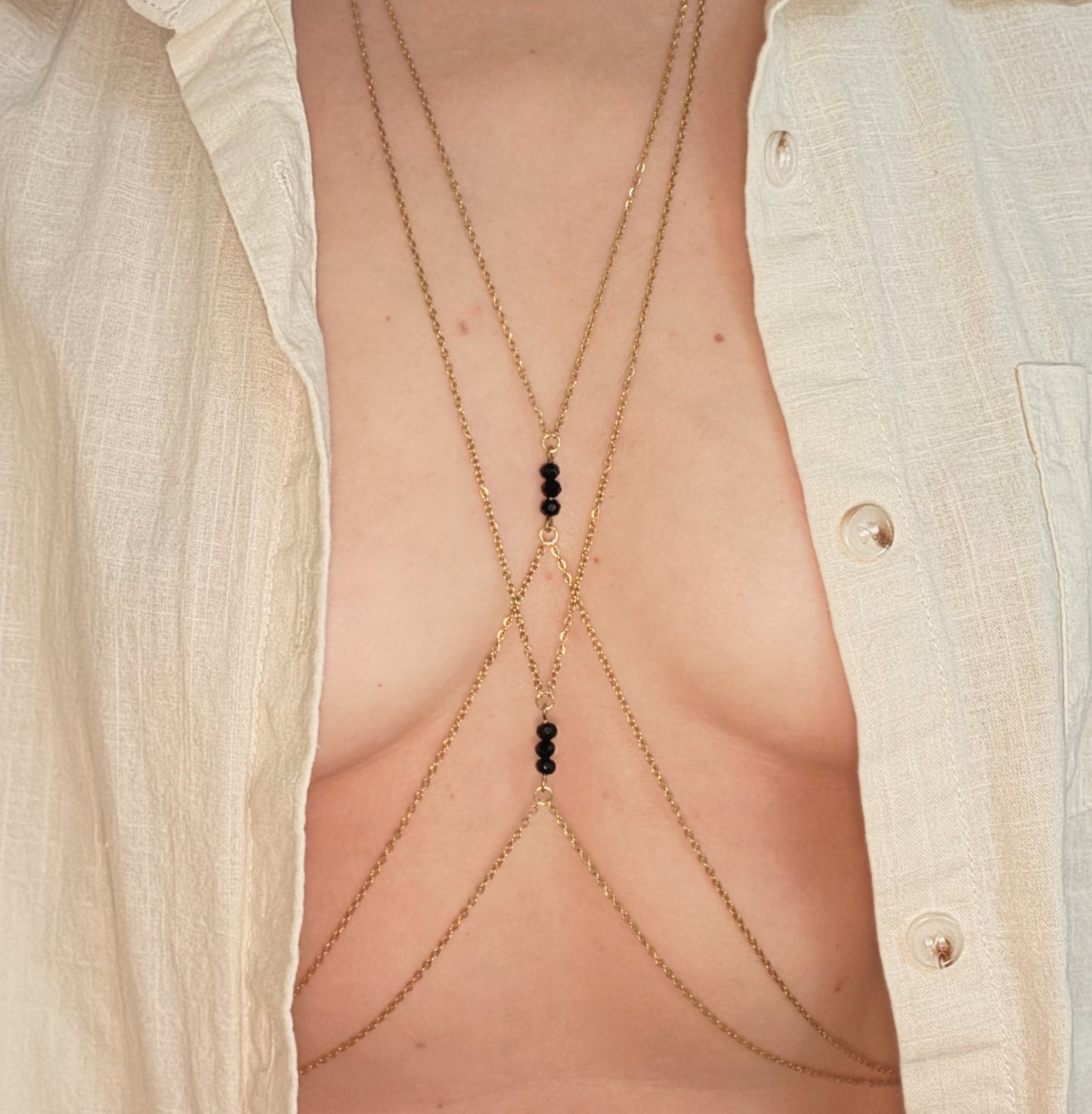 Cross Body Layered Chain Bra / Boho Body Chain Jewelry - Waterproof Bra Chain