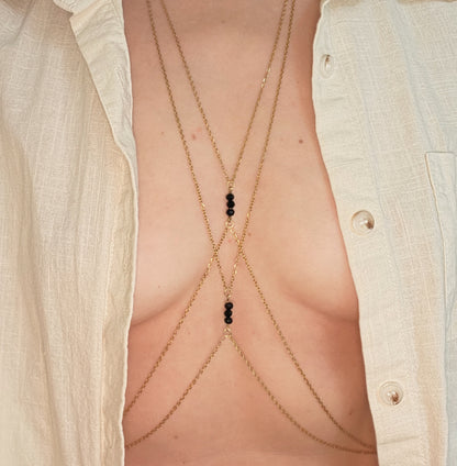 Cross Body Layered Chain Bra / Boho Body Chain Jewelry - Waterproof Bra Chain