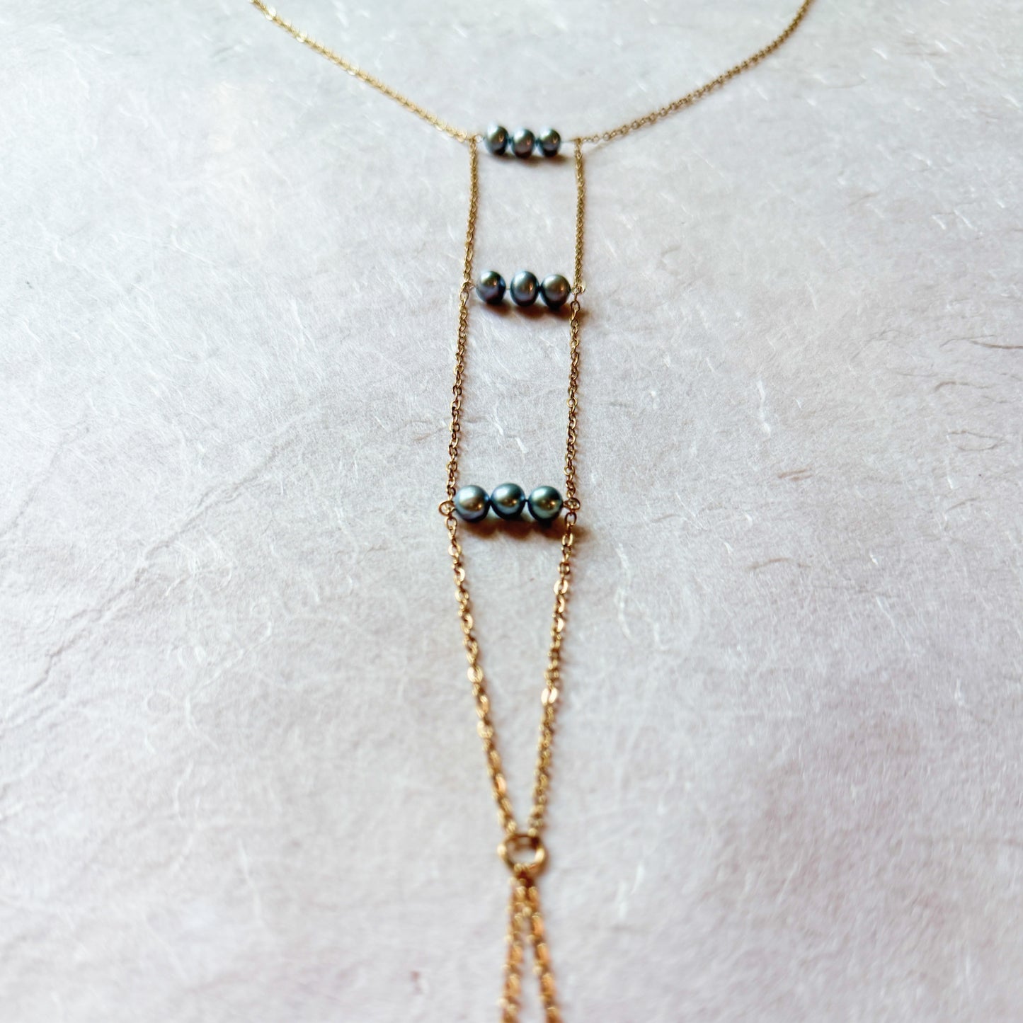 Dainty Body Chain with Blue Freshwater Pearls / Chain Bra