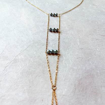 Dainty Body Chain with Blue Freshwater Pearls / Chain Bra