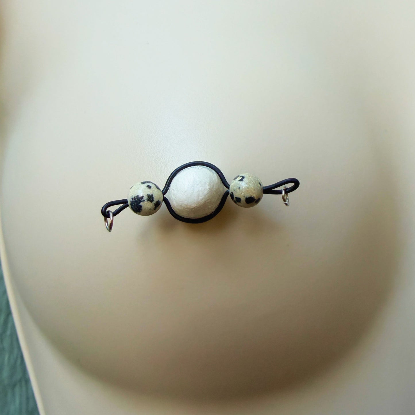 Real Gemstone Faux Nipple Piercings - Barbell Fake Nipple Rings / Non Piercing Nipple Jewelry