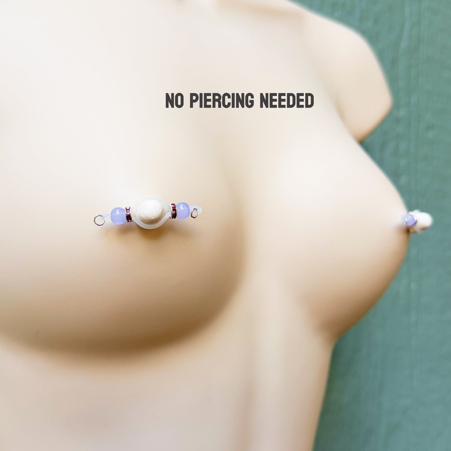 Fake Nipple Rings in 7 Colors with Rondelles - Barbell Faux Nipple Piercing / Non Piercing Nipple Jewelry