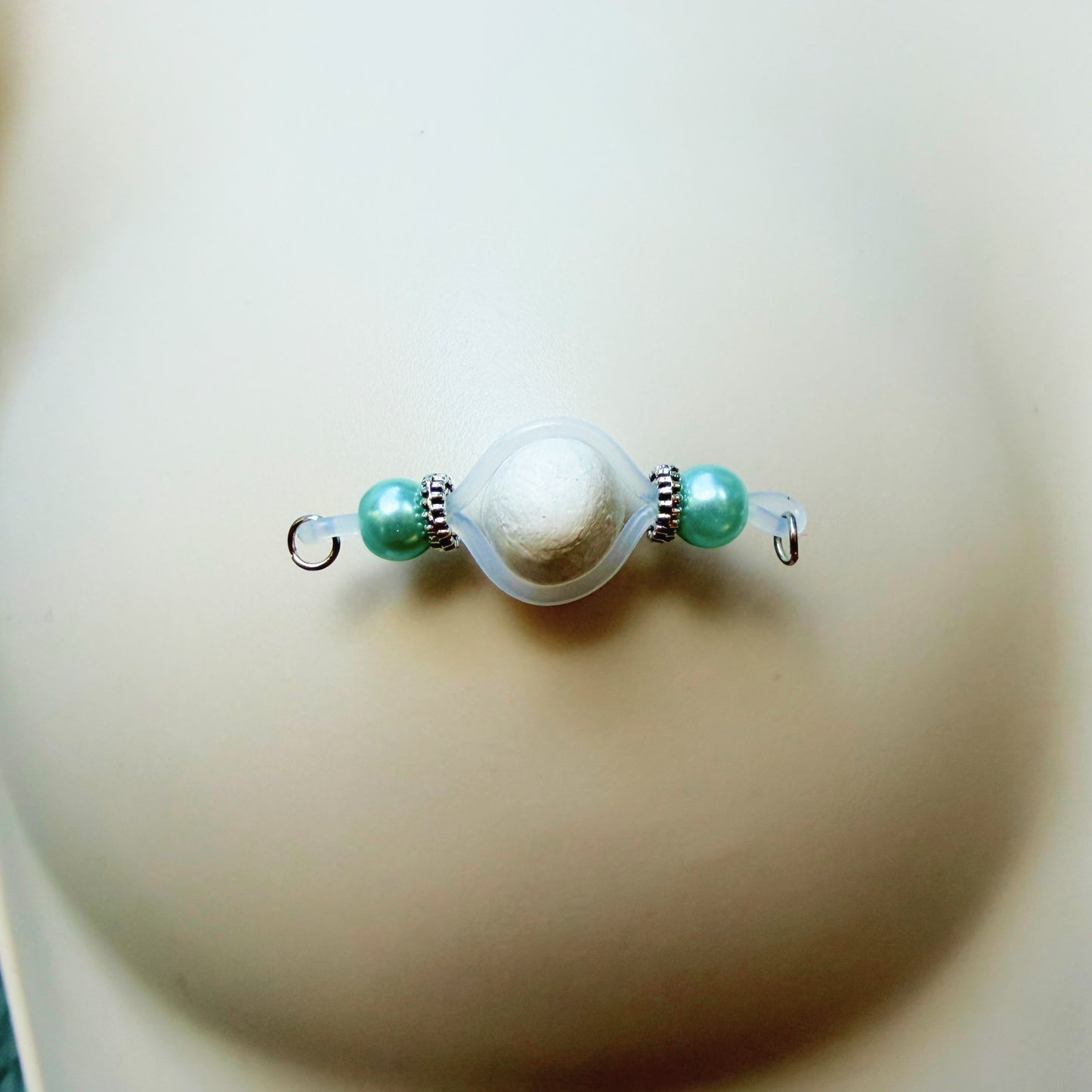 Pastell and Silver Fake Nipple Rings - Barbell Faux Nipple Piercing / Non Piercing Nipple Jewelry