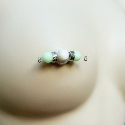 Glow in the Dark Fake Nipple Rings - Barbell Faux Nipple Piercing / Non Piercing Nipple Jewelry