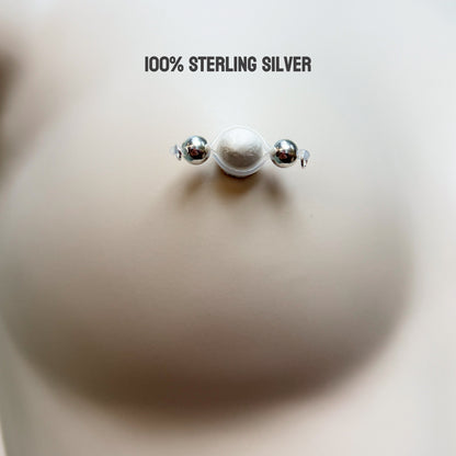 100% Sterling Silver Barbell Fake Nipple Piercing - Luxury Barbell Nipple Rings